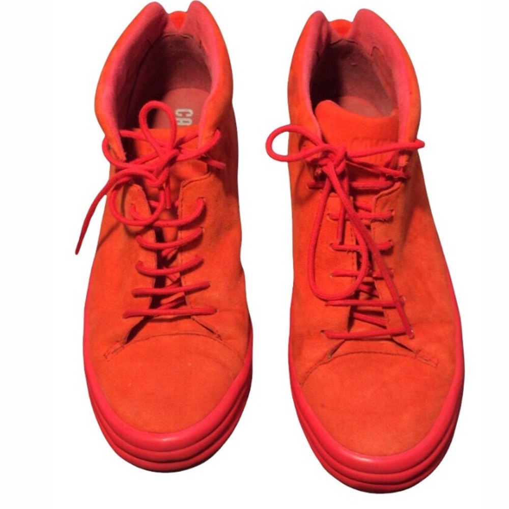 CAMPER Low Top Hoops Red Suede Sneakers | size EU 39 US 9